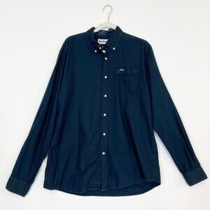 Barbour Tailored Fit  Button Down Shirt Navy & Black Houndstooth Men's Medium